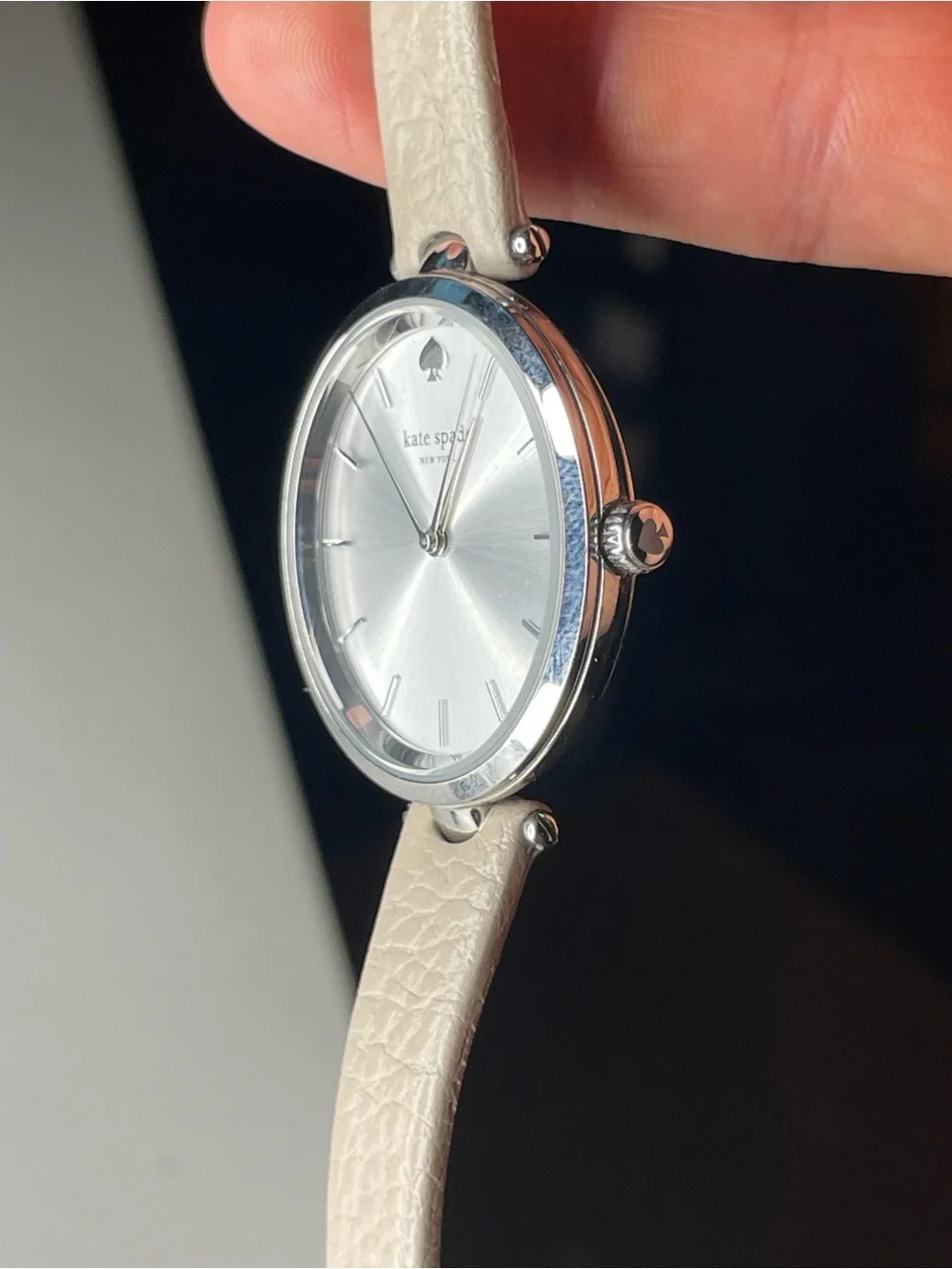 Kate Spade Watch Silver Tone 0813 Quartz Women Wristwatch,Leather Band,